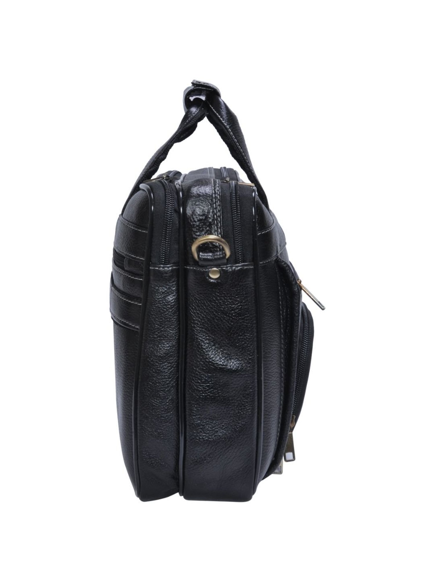 HiLEDER 100% Pure Genuine Leather 15 inch Office Bag Briefcase Laptop Messenger Shoulder Bag, Black