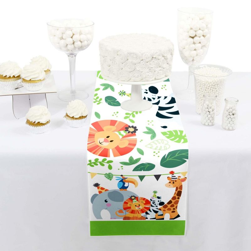 Big Dot of Happiness Jungle Party Animals - Petite Safari Zoo Animal Birthday Party or Baby Shower Paper Table Runner - 12 x 60 inches