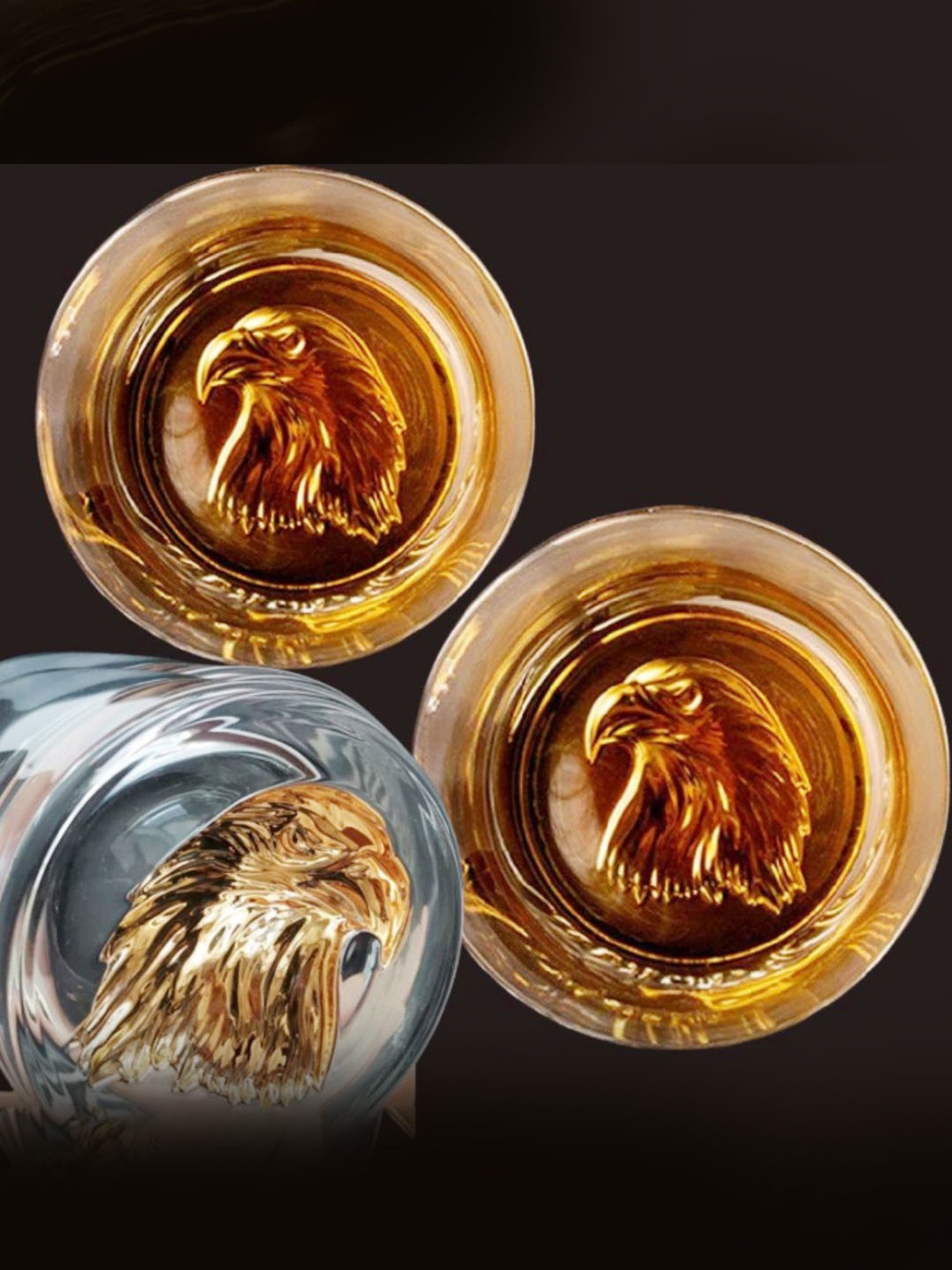 Melbify Gold Eagle Transparent Whiskey Glass 300ml - Set of 2