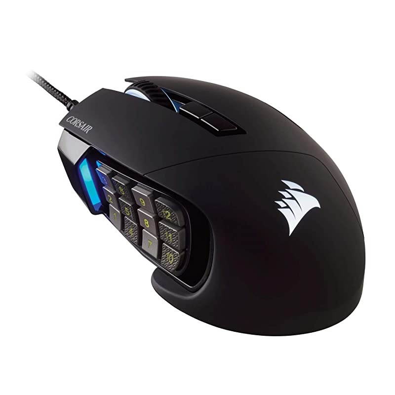 Scimitar Pro RGB MMO Gaming Mouse 16000 DPI Optical Sensor 12 Programmable Side Buttons Black Model Number CH9304111NA