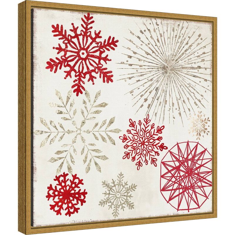16" x 16" Merry Christmas Sparkles Snowflakes by PI Studio Framed Canvas Wall Art - Amanti Art