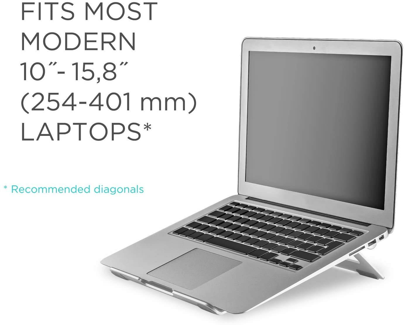 ONKRON Aluminum Laptop Stand Holder Height Adjustable Ergonomic Computer MacBook Riser with Heat-Vent Silver