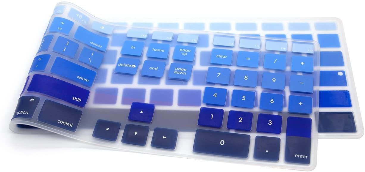 HRH Ombre Blue Silicone Keyboard Skin Cover for Apple Full Size iMac Wired USB Keyboard with Numeric Keypad A1243(G6 MB110LL/B and MB110LL/A)