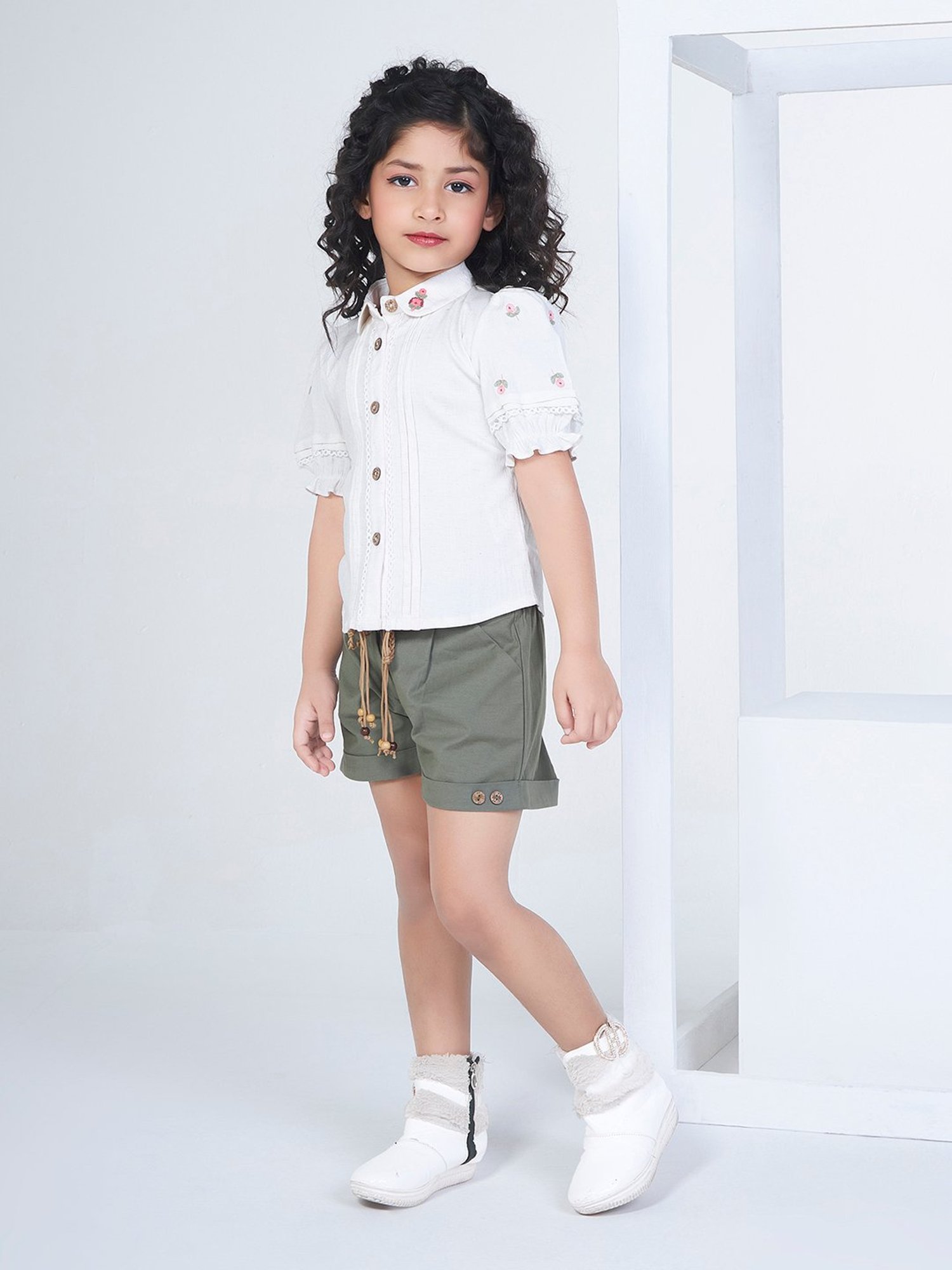 Peppermint Kids Purple & White Floral Print Top with Culottes