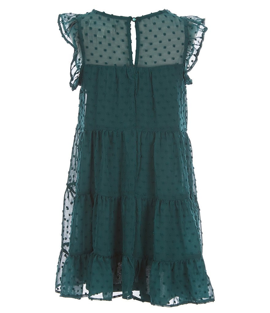 Poppies And Roses Big Girls 7-16 Ruffle Cap-Sleeve Swiss Dotted Tiered Babydoll Dress