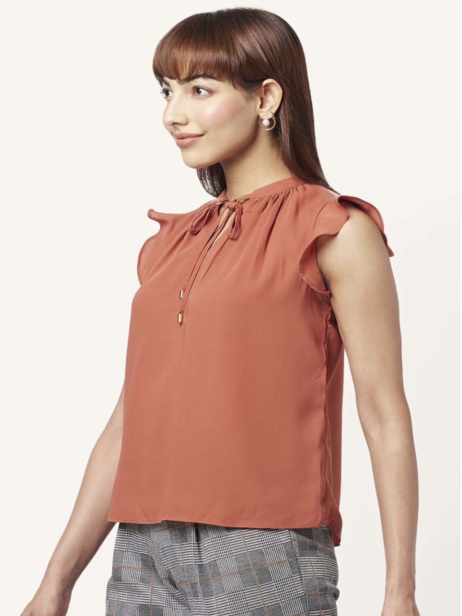 Annabelle by Pantaloons Rust Slim Fit Top