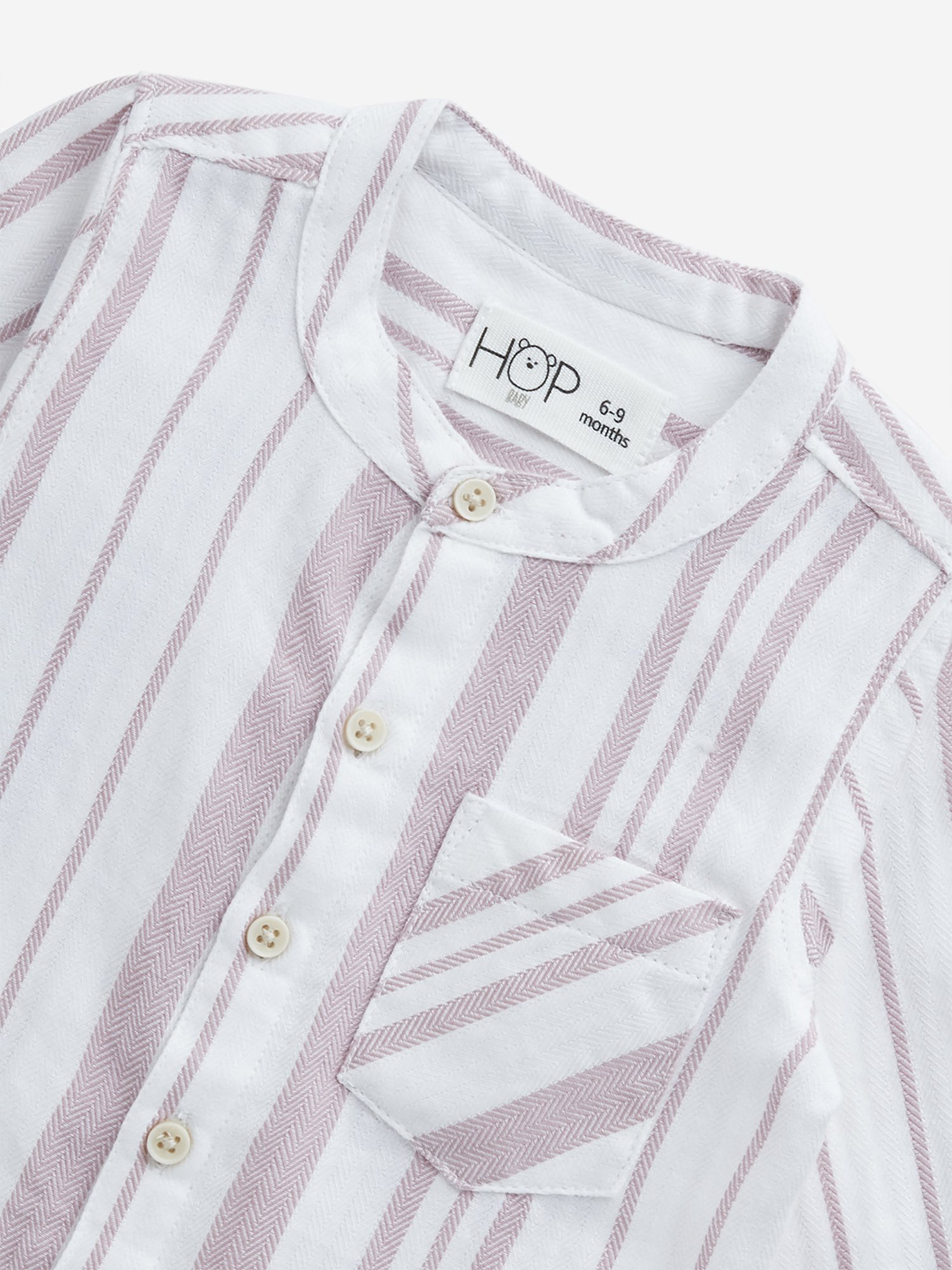 HOP Baby by Westside Dusty Pink Striped Seersucker Cotton Shirt