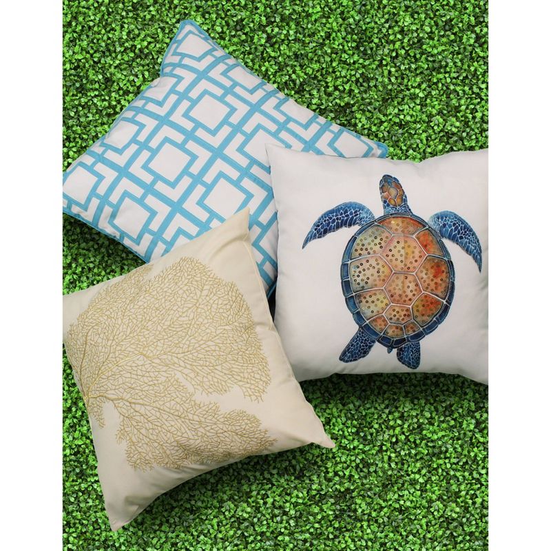 18" x 18" Printed Turtle Patio Throw Pillow - Edie@Home