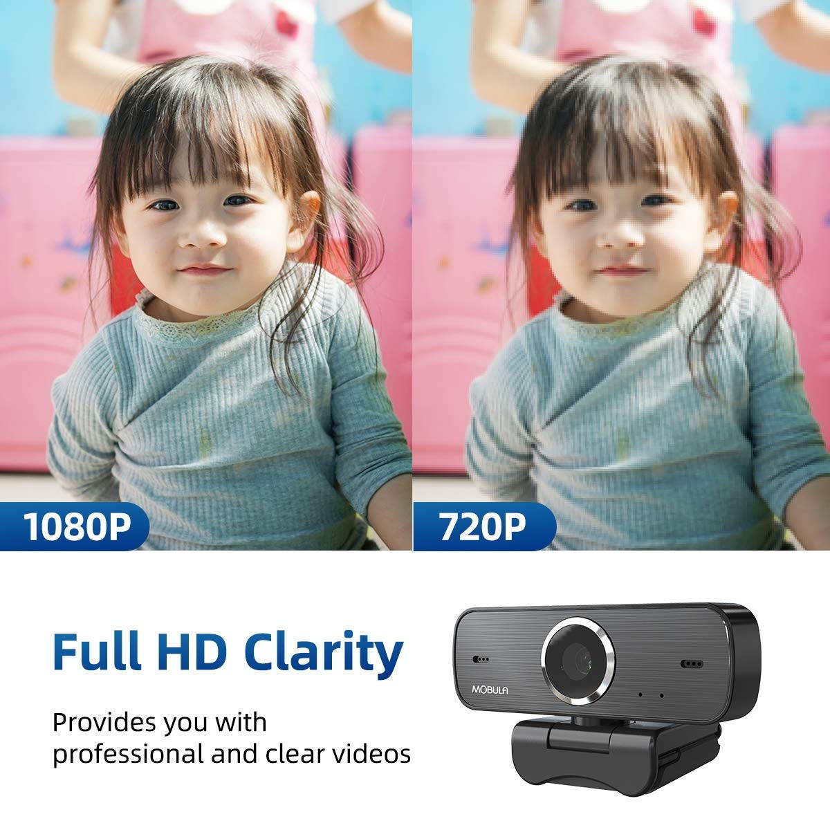 1080P Webcam with Dual Microphone, HD USB Web Camera, 30fps Streaming Computer Camera for Conference,Online Class,Gaming,Video Streaming,Calling