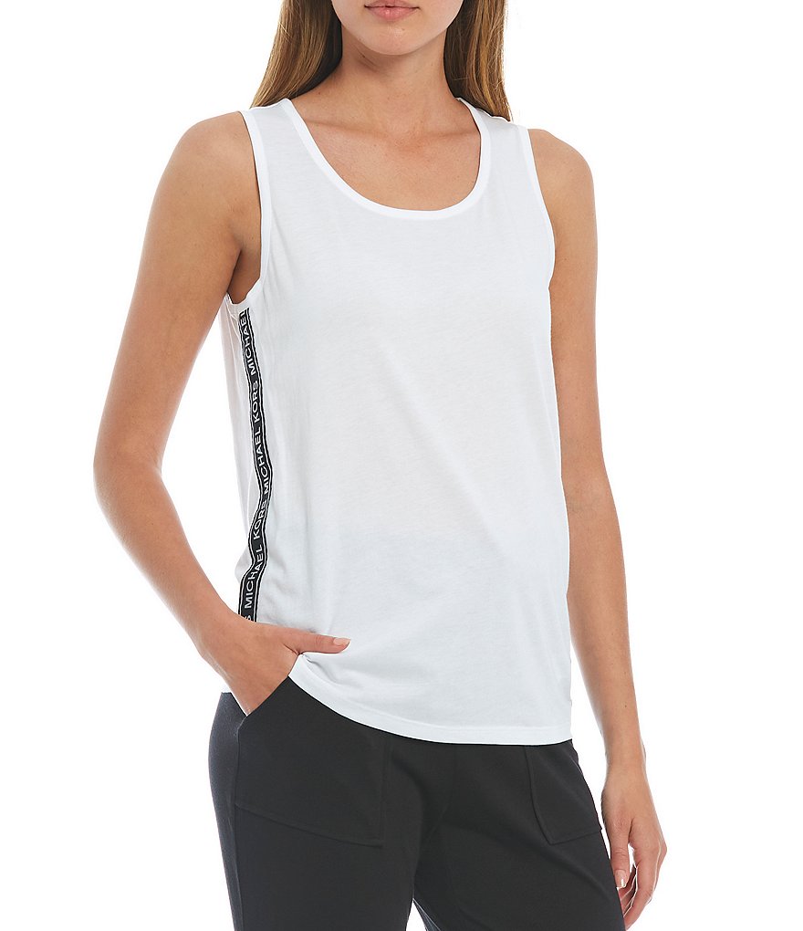 MICHAEL Michael Kors Scoop Neck Side Logo Tape Coordinating Tank