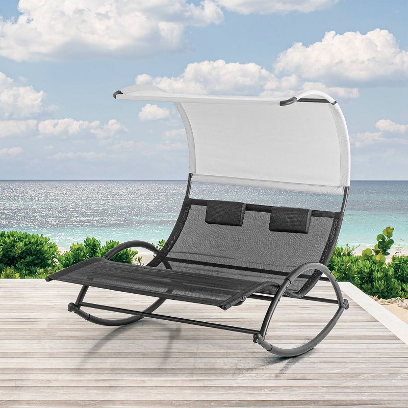 NewPort Outdoor Wicker Chaise Lounge - Dark Gray - Coaster