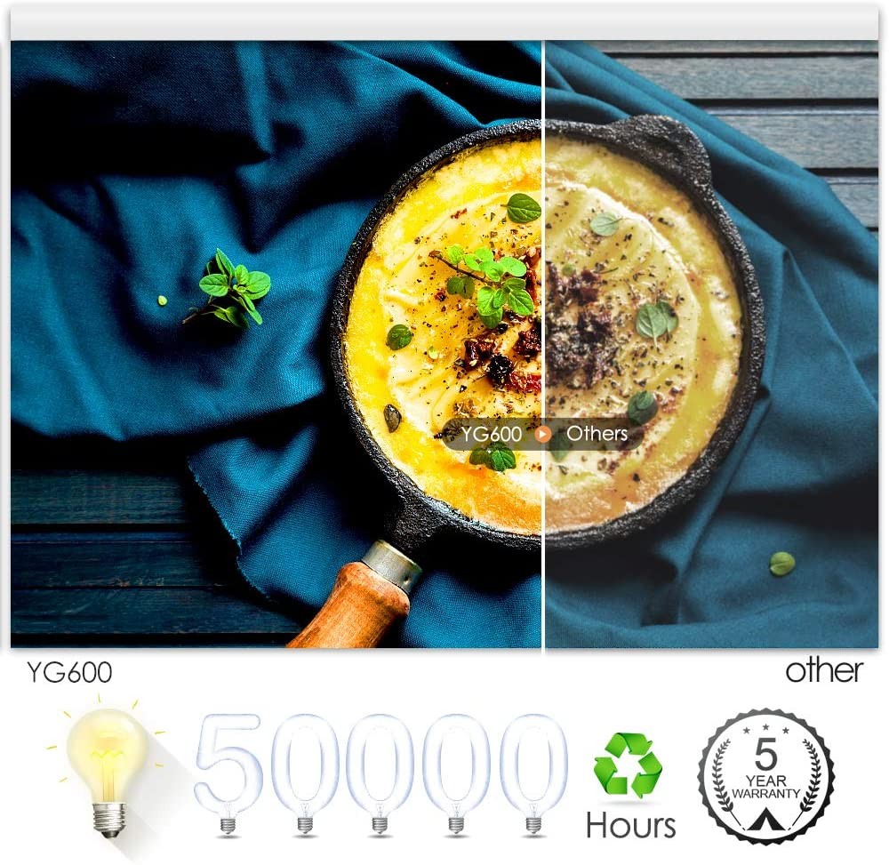 Projector, GooDee 2021 Upgrade HD Video Projector Outdoor Movie Projector, 230" Home Theater Projector Support 1080P, Compatible with Fire TV Stick, PS4, HDMI, VGA, AV and USB, Black (YG600)