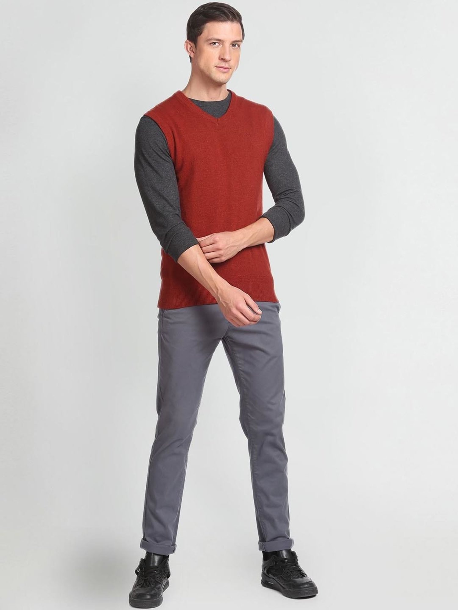 Arrow Sport Orange Regular Fit Sweater