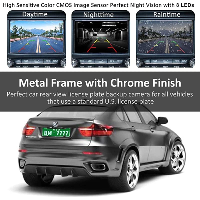 View Camera with 8 Bright LEDs 170&deg; Viewing Angle Waterproof Backup Camera Vehicle Universal Reversing Assist Security