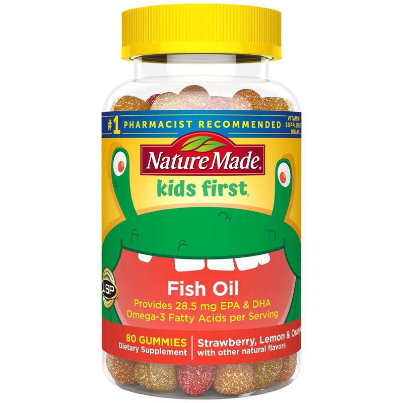 Nature Made Kids First Fish Oil - Omega EPA and DHA Gummies - Strawberry, Lemon & Orange - 80ct