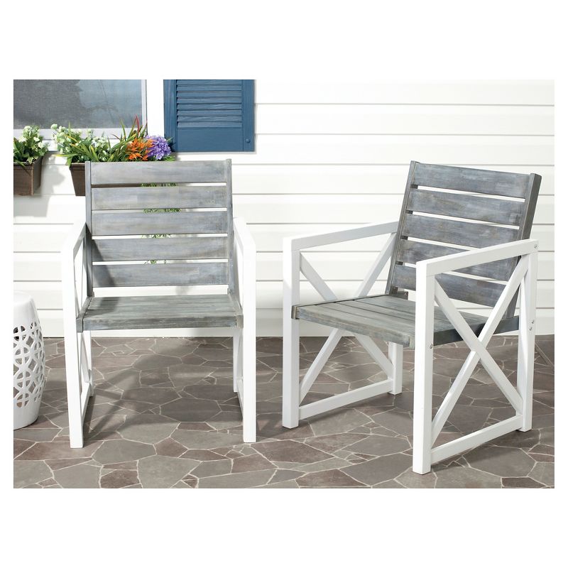 Irina Armchair - 2pk White Frame With Ash Gray Seat  - Safavieh