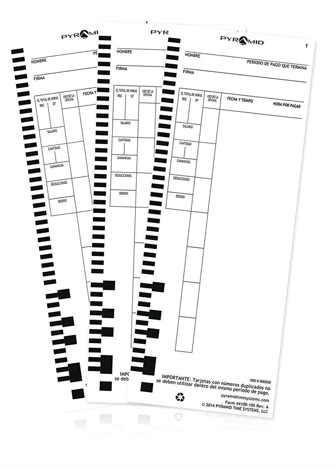 Pyramid 44100-10SMB 1,000 Count  Genuine Time Cards for 4000 and 5000 Time Clocks - Spanish Time Clock