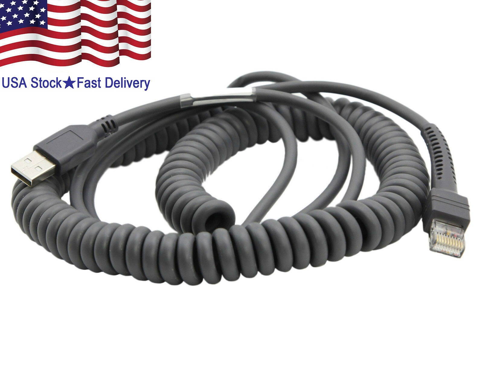 USB Cable Coiled 16Feet for Symbol Barcode Scanner ls1203 ls2208 ls3578 DS6708