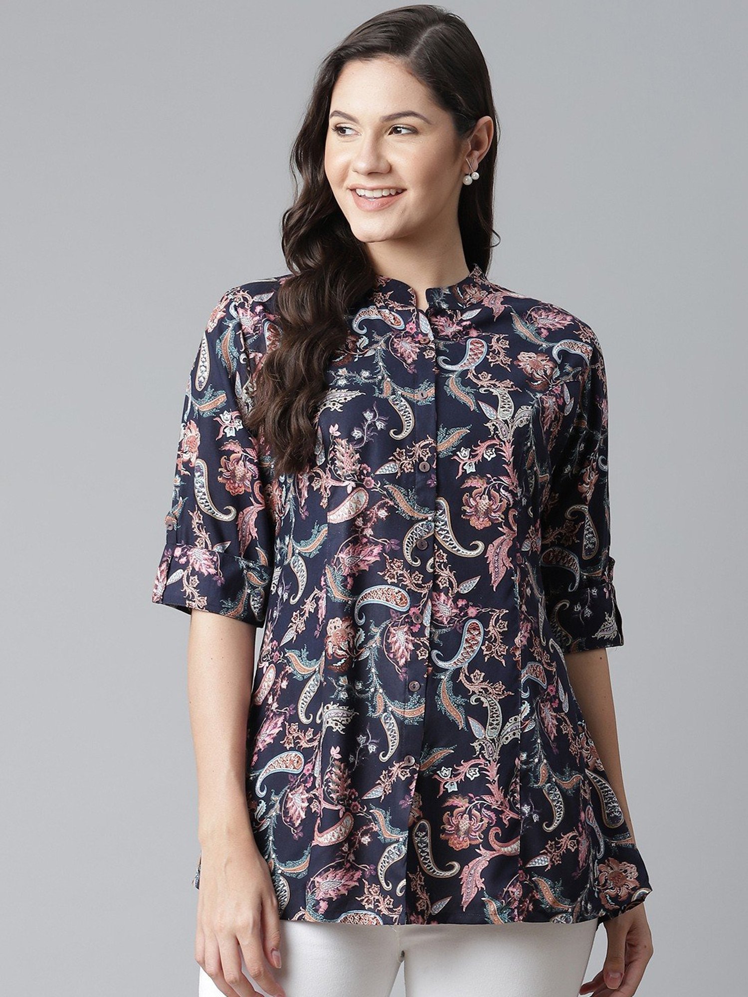 Divena Cotton Blue Floral Top