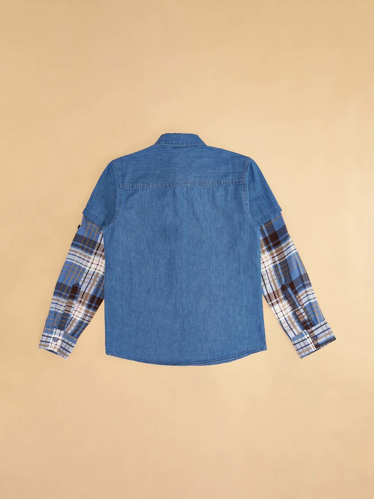YU by Pantaloons Kids Blue Cotton Cut N Sew Full Sleeves Shirt