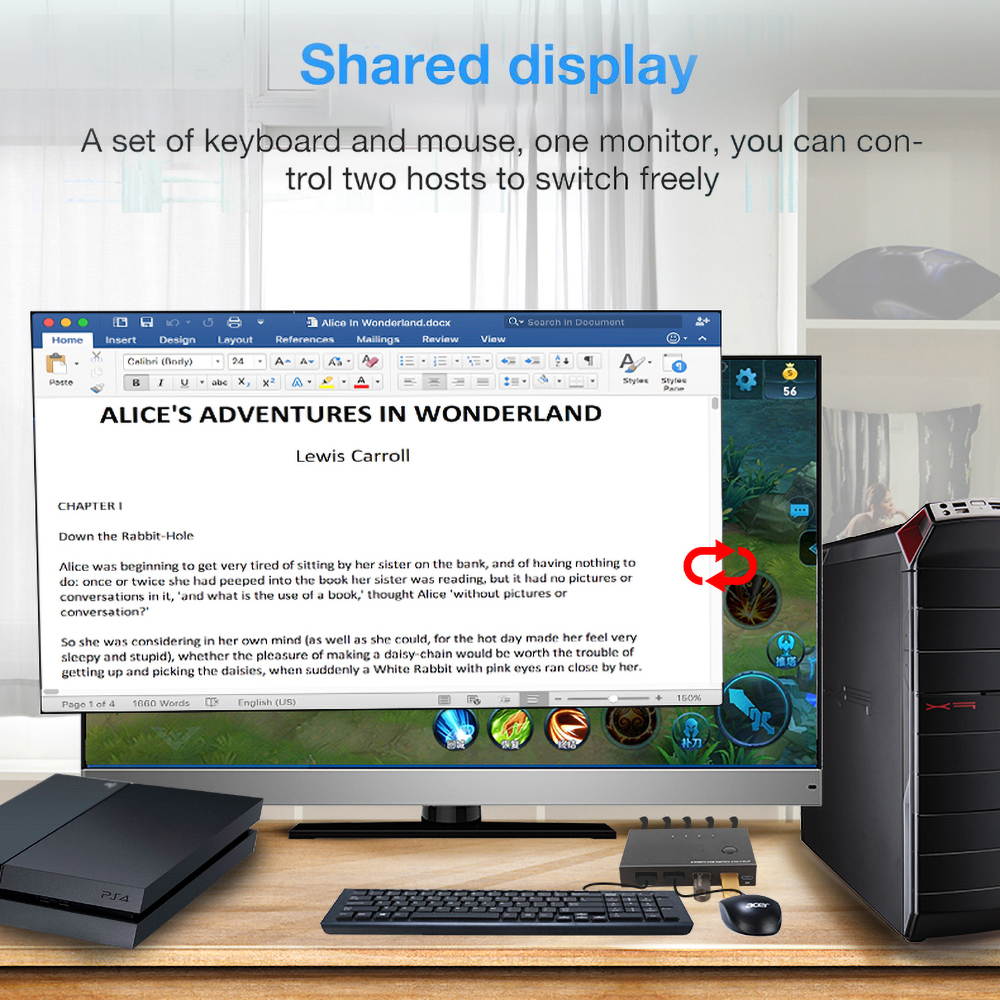HDMI KVM Switch 2 Port 4K USB Switch KVM VGA Switcher HDMI USB Hub KVM Switch Splitter Box For Sharing Printer Keyboard Mouse