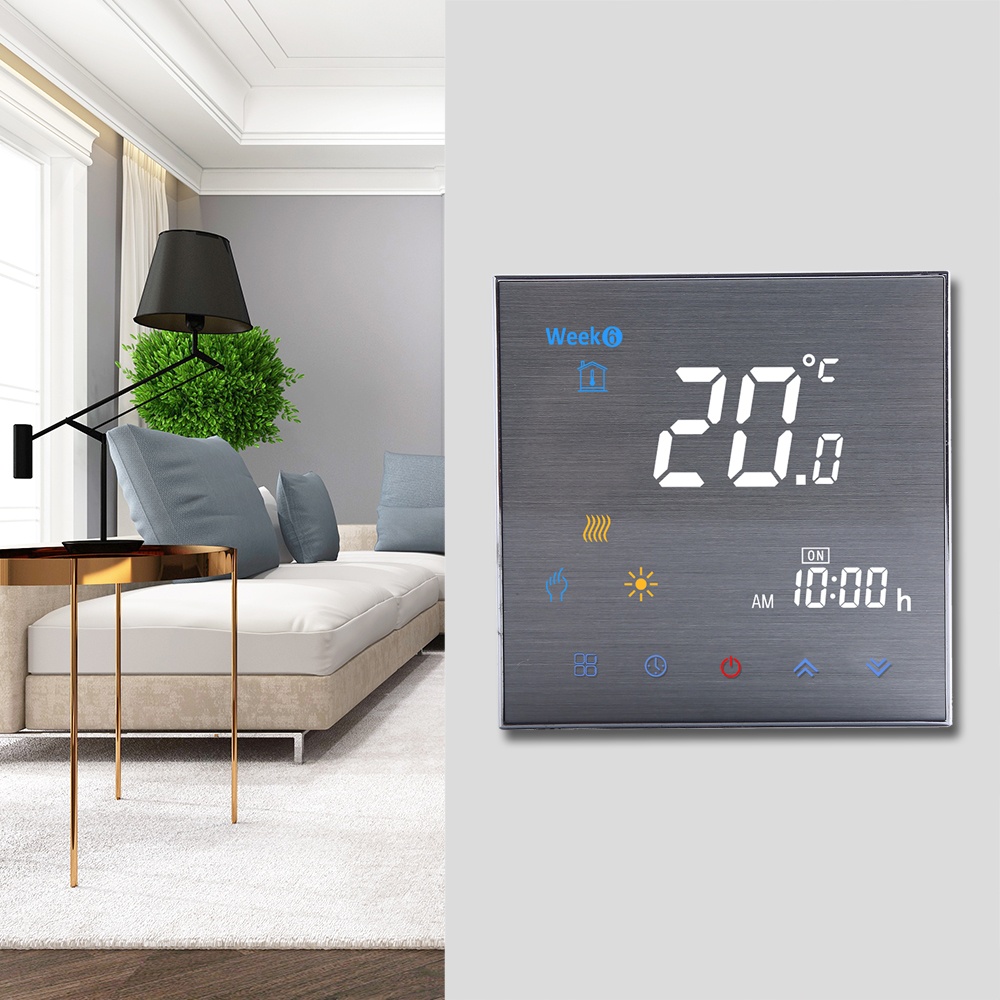 5A Water Heating Thermostat with Touchscreen LCD Display Weekly Programmable Energy Saving Temperature Controller