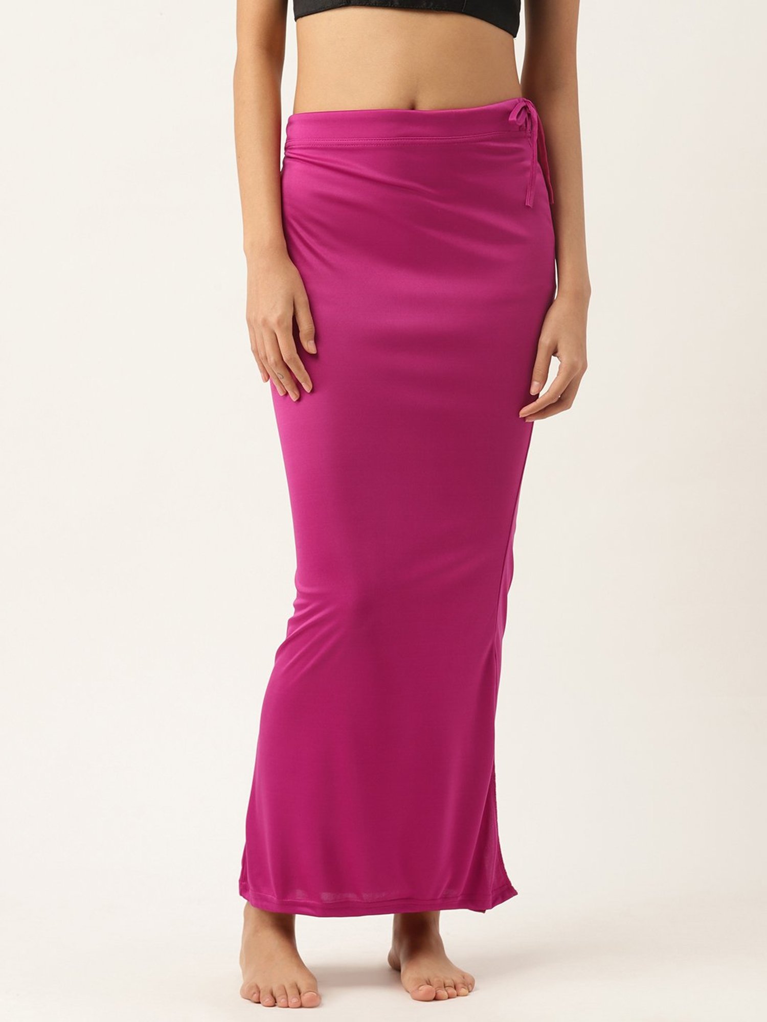 Ms.Lingies Pink Plain Saree Shapewear