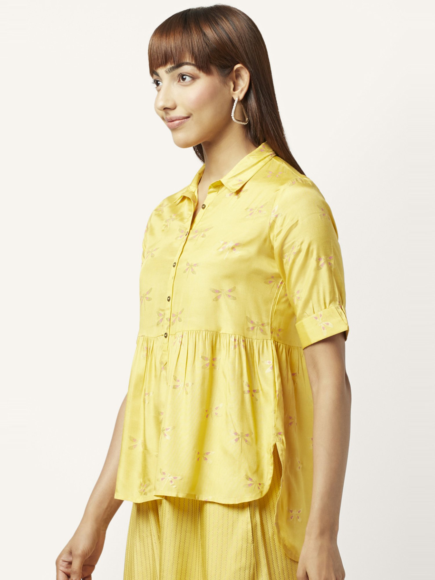Akkriti by Pantaloons Mustard Printed Top