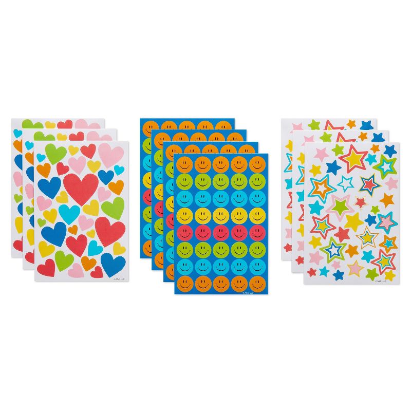 385ct Hearts, Stars, and Smiley Face Stickers