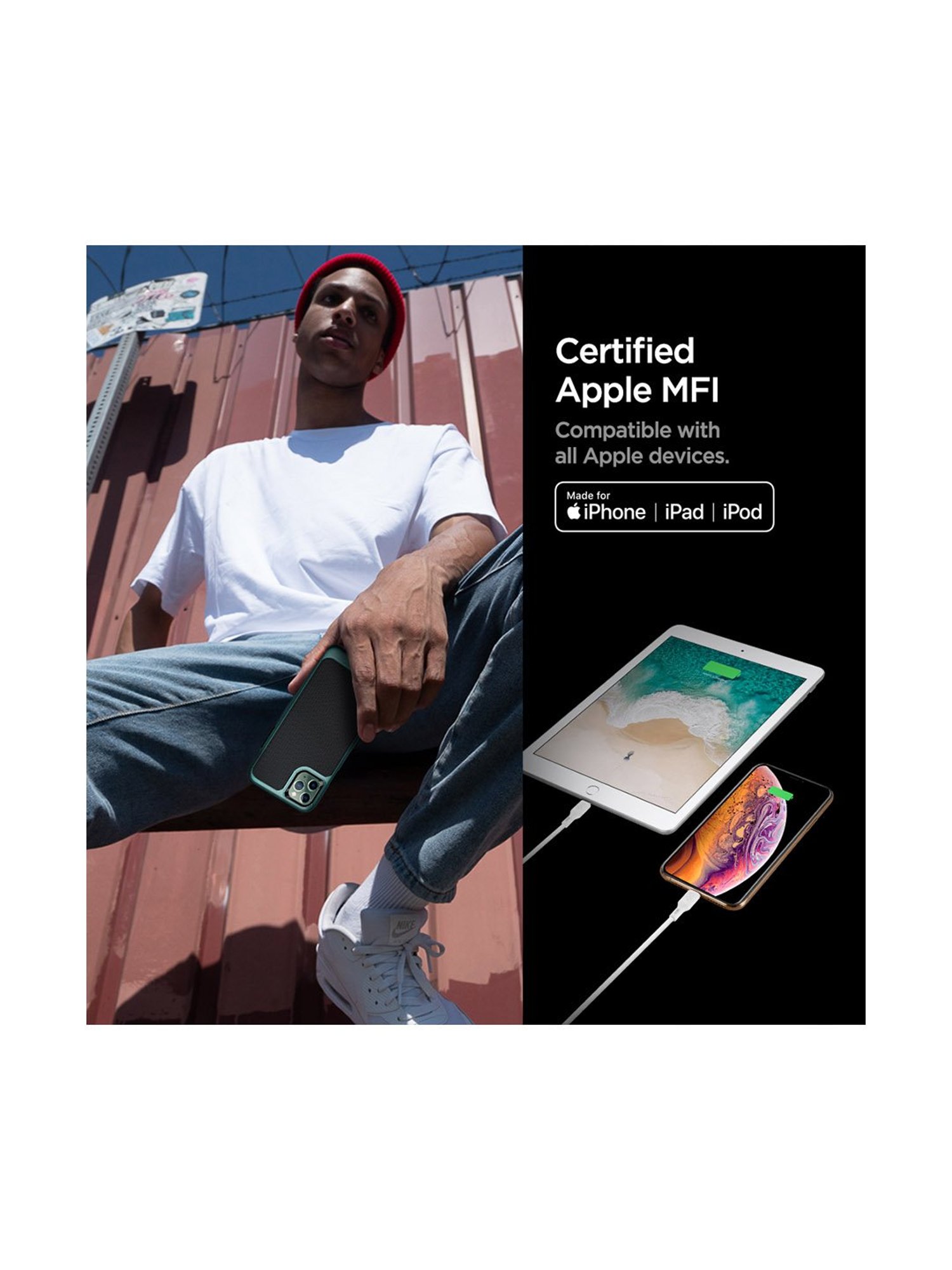 Spigen C10CL Apple MFi Certified USB C to Lightning Charge Sync Cable (0.9M) - White