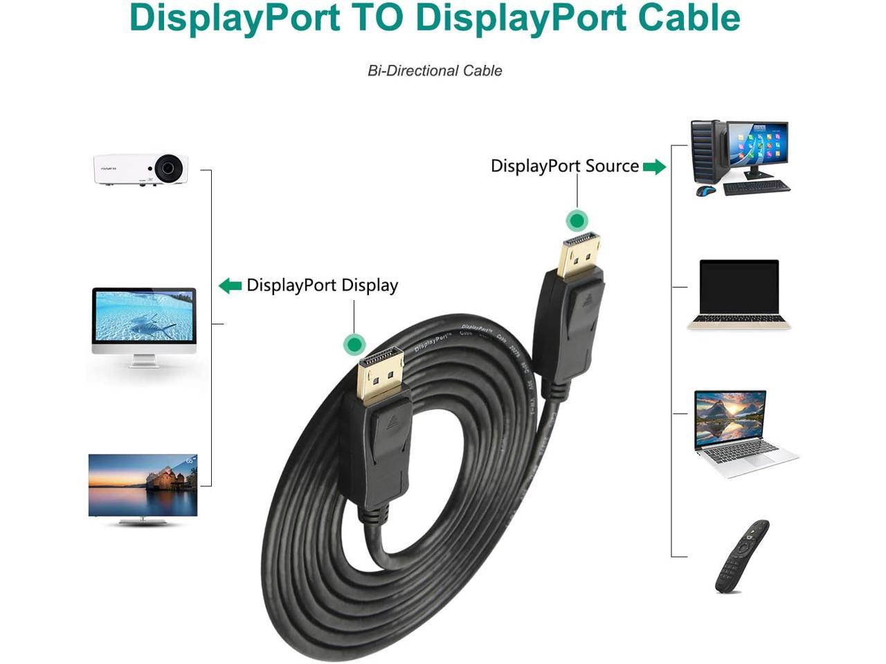 SA DisplayPort Cable 10ft(3m) DP Cable- [4K@60Hz] Display Port Cable High Speed DisplayPort to DisplayPort Cable for PC, Laptop, TV etc - (DP to DP Cable) Black (10Ft)