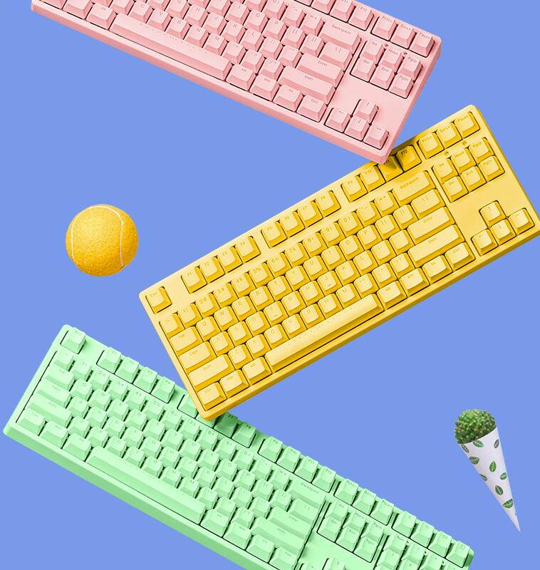 iKBC F200 Mechanical Gaming Keyboard, Cherry MX Red Switch,PBT Keycaps, N-key Rollover, White Backlit-Green