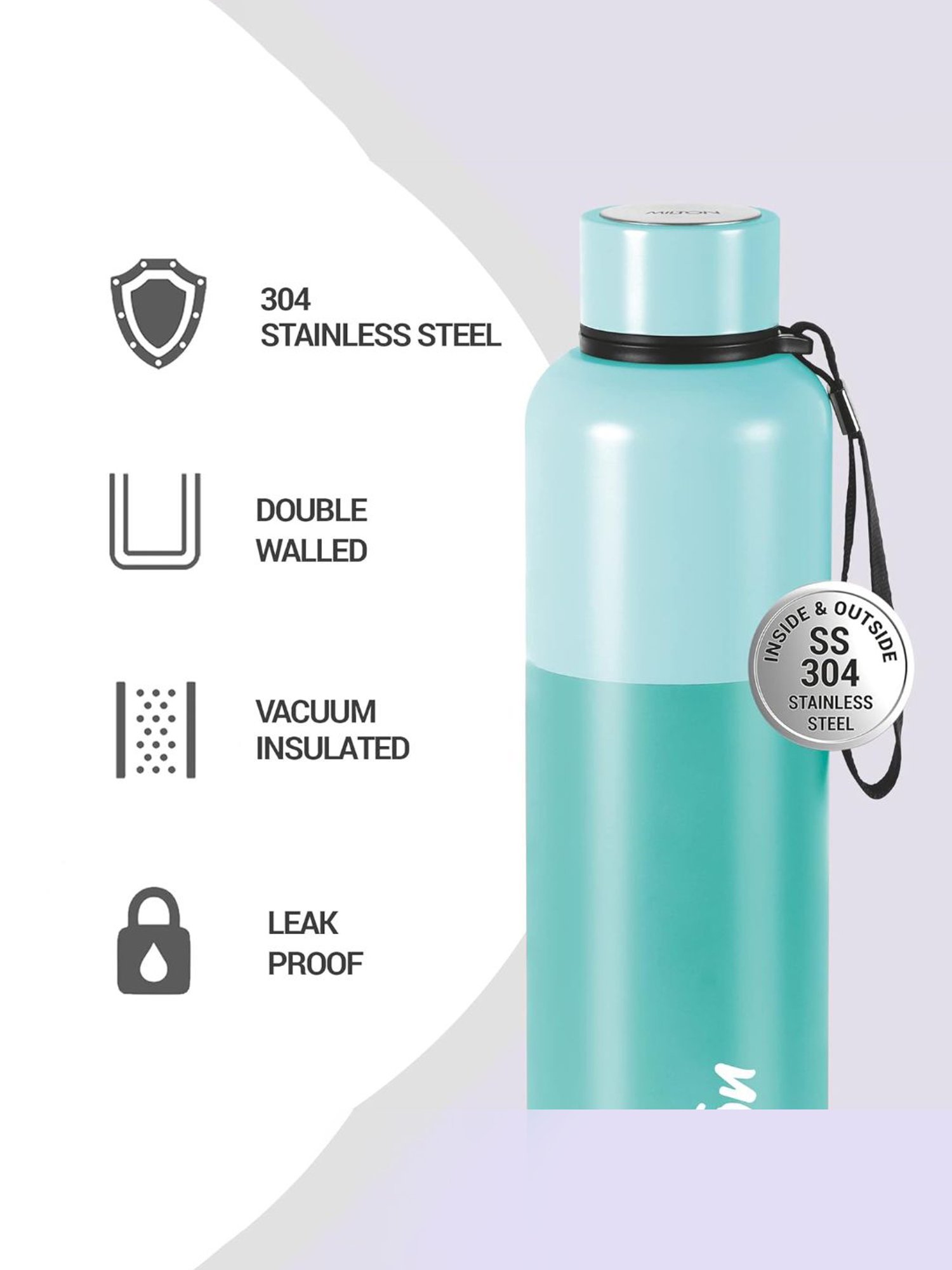 Milton Ancy 1000 Aqua Green Thermosteel 24 Hours Hot and Cold Leak Proof Water Bottle (1050 ml)