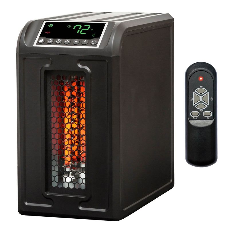 Lifesmart 3 Element 1500W Portable Electric Infrared Quartz Indoor Medium Room Space Heater, Black