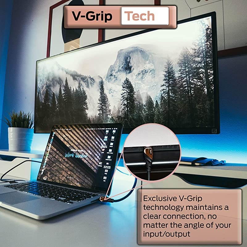 4ft HDMI Cable 4k Ultra HD with Ethernet Cord 60120 Hz Refresh Speed 21Gbps High Definition 1080p Video CorrosionResistant 24k Gold Contacts