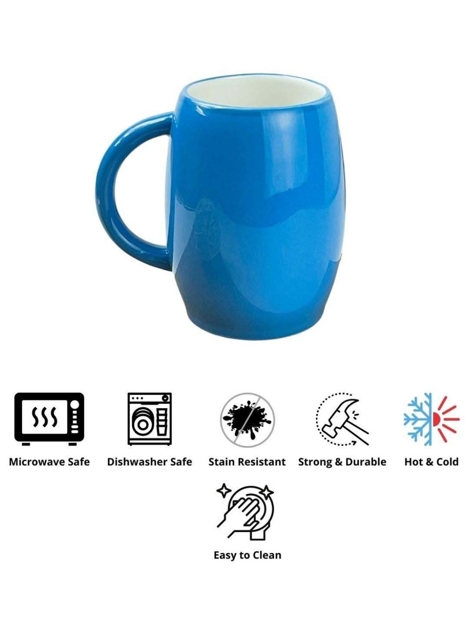 JCPL Fine Blue Ceramic Dholka-Shaped Coffee Mug (0.34 L)