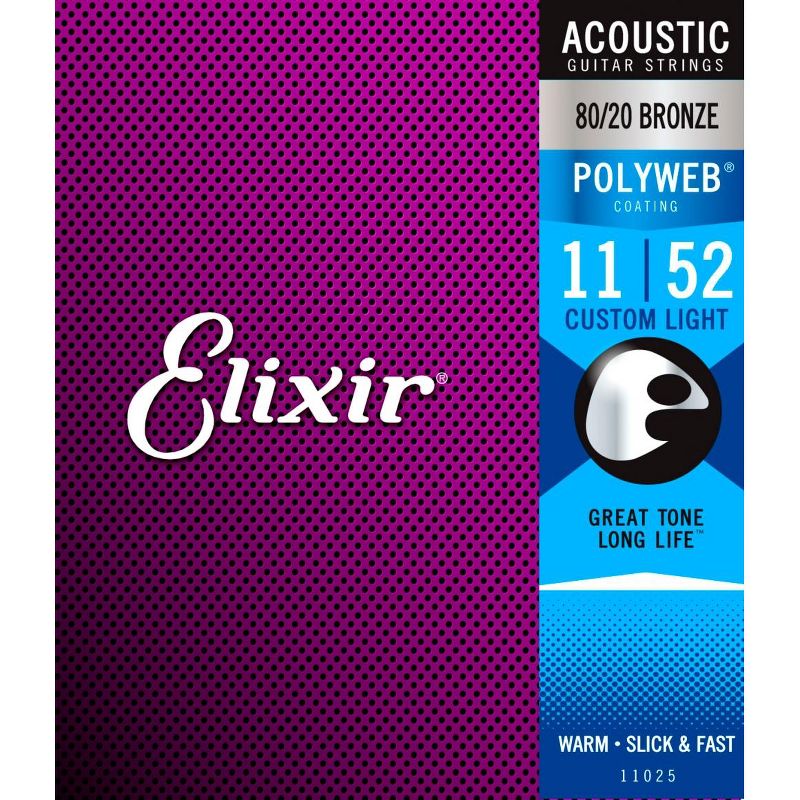 Elixir 2-Pack Light OPTIWEB Electric Guitar Strings and Light 80/20 Bronze POLYWEB Acoustic Guitar Strings Bundle