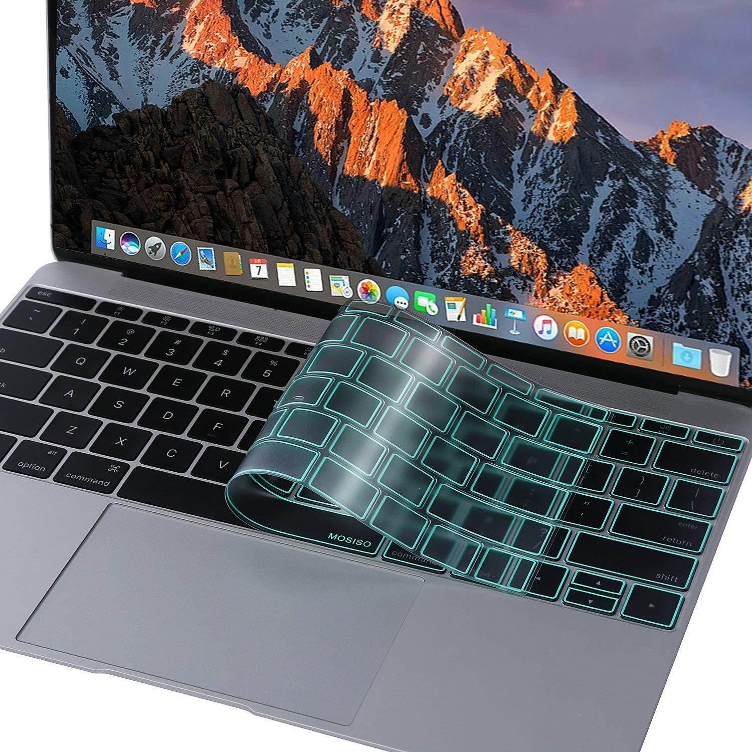 MOSISO Premium Soft TPU Ultra Thin Transparent Keyboard Cover Protector Compatible MacBook Pro 13 Inch 2017 & 2016 Release A1708 No Touch Bar & New MacBook 12 Inch A1534 Protective Skin, Mint Green