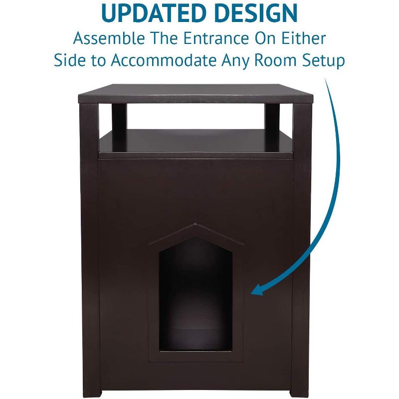 Arf Pets Cat litter Box Enclosure, Furniture Large Box House with Table