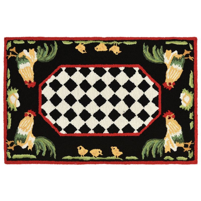 2'X3' Rooster Accent Rug Black - Liora Manne