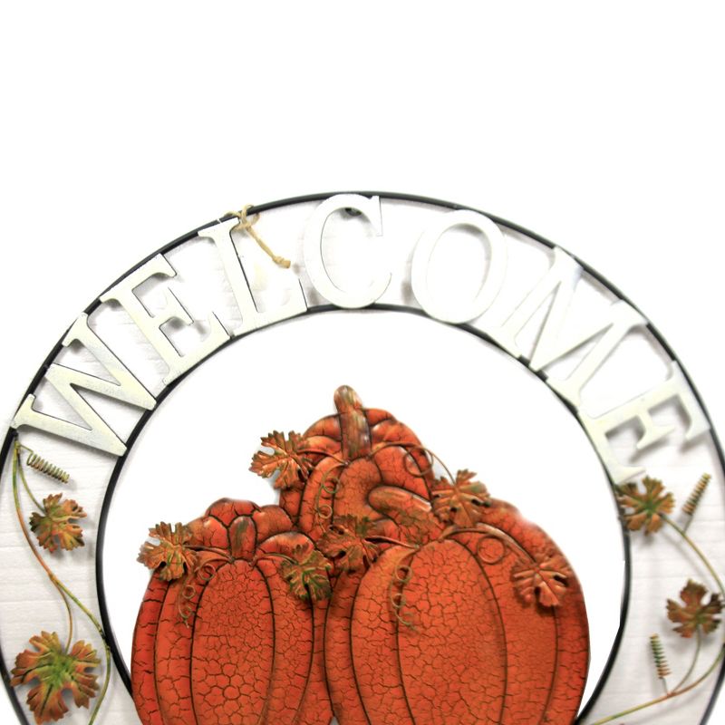 Home & Garden 34.0" Pumpkin Welcome Wall Art Decor Thanksgiving Fall Halloween Direct Designs International  -  Wall Sign Panels