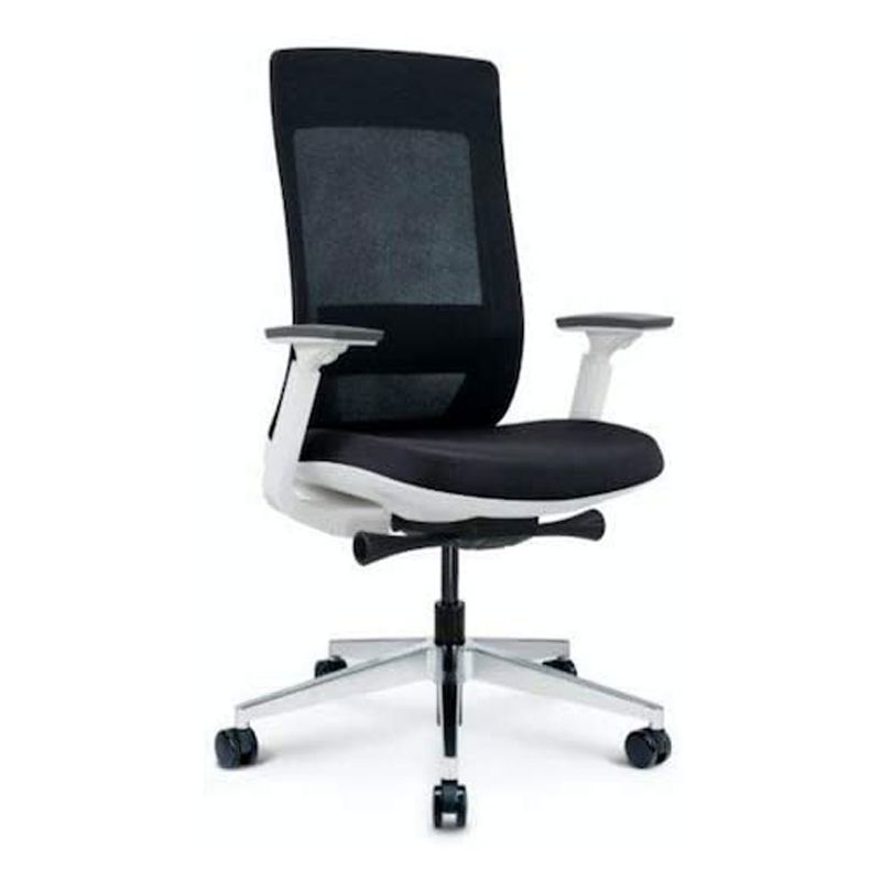 Eurotech Elevate Ergonomic Executive Adjustable Office Desk Chair with Synchro-Tilt, Tilt Lock, and Adjustable Seat and Arms, White Frame Black Mesh