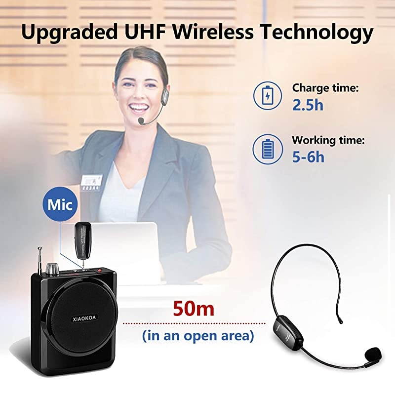 Microphone Headset UHF Mic Headset and Handheld 2 in 1 160 ft Range for Voice Amplifier Stage Speakers Teacher Tour Guides Fitness InstructorDo Not Support PhoneMacLaptop
