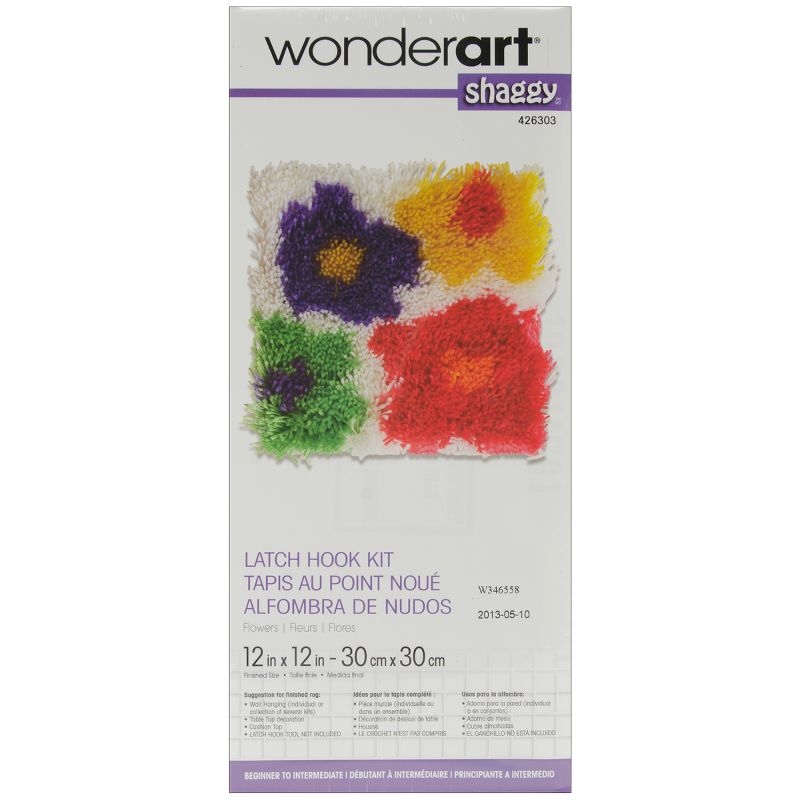 Wonderart Shaggy Latch Hook Kit 12"X12"-Flowers