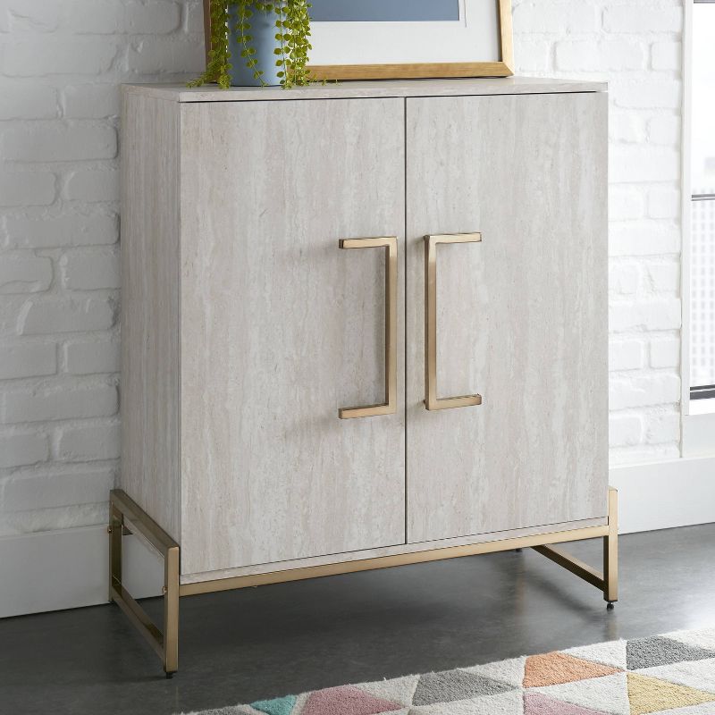 Larkin Faux Marble Wine Cabinet White - Steve Silver Co.