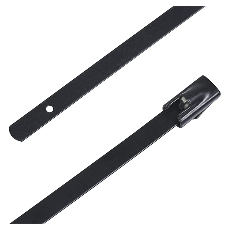 Supreme Black Polyester Coated 31Stainless Steel Cable Zip Ties 150 lb 100 Piece