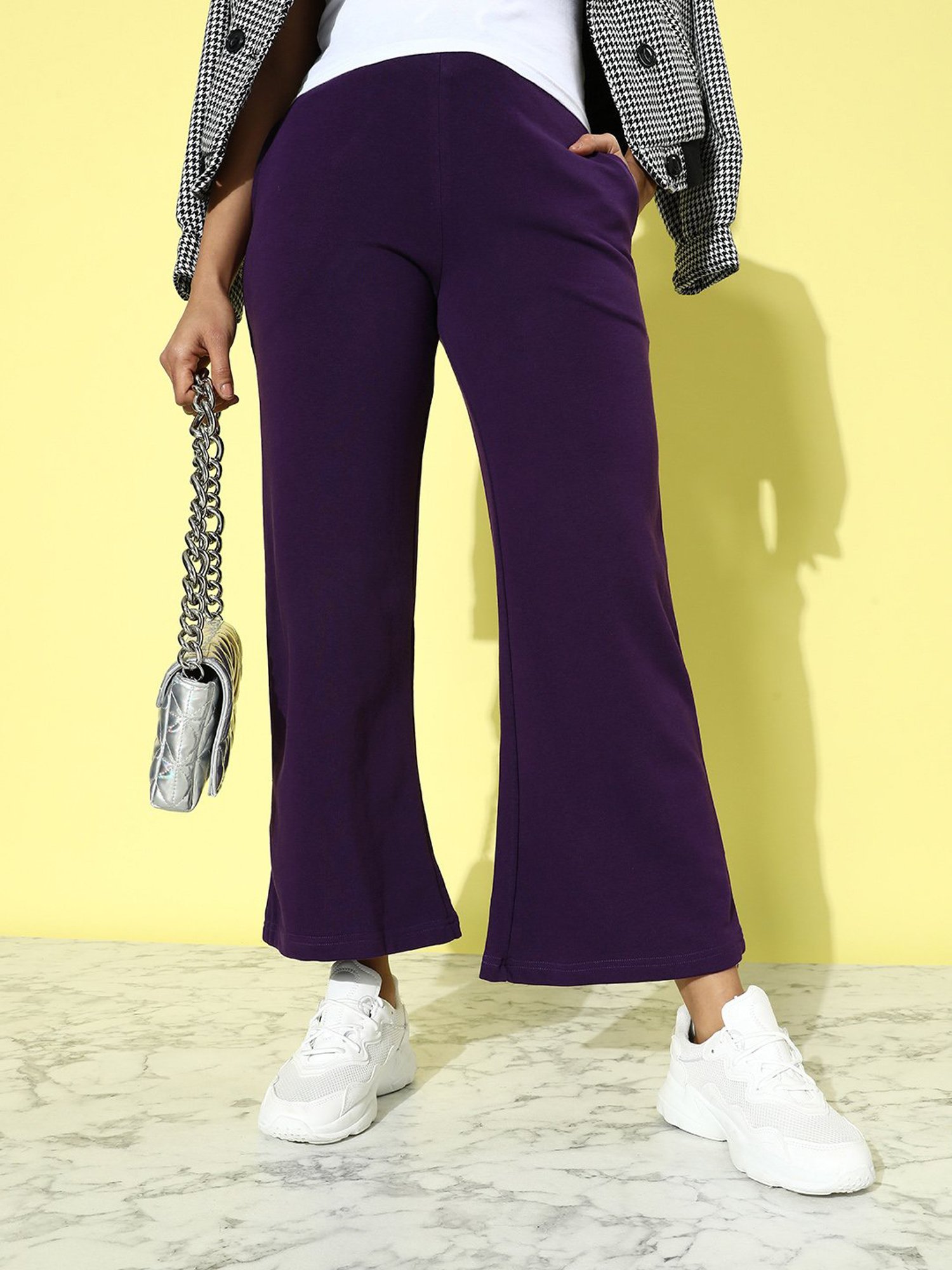 Dillinger Purple Fleece Regular Fit High Rise Trackpants