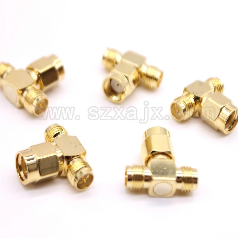 5pcs RP-SMA 3 way adapter RP-SMA male  to two RP-SMA female Reverse  "T" Type connector adapter fast ship