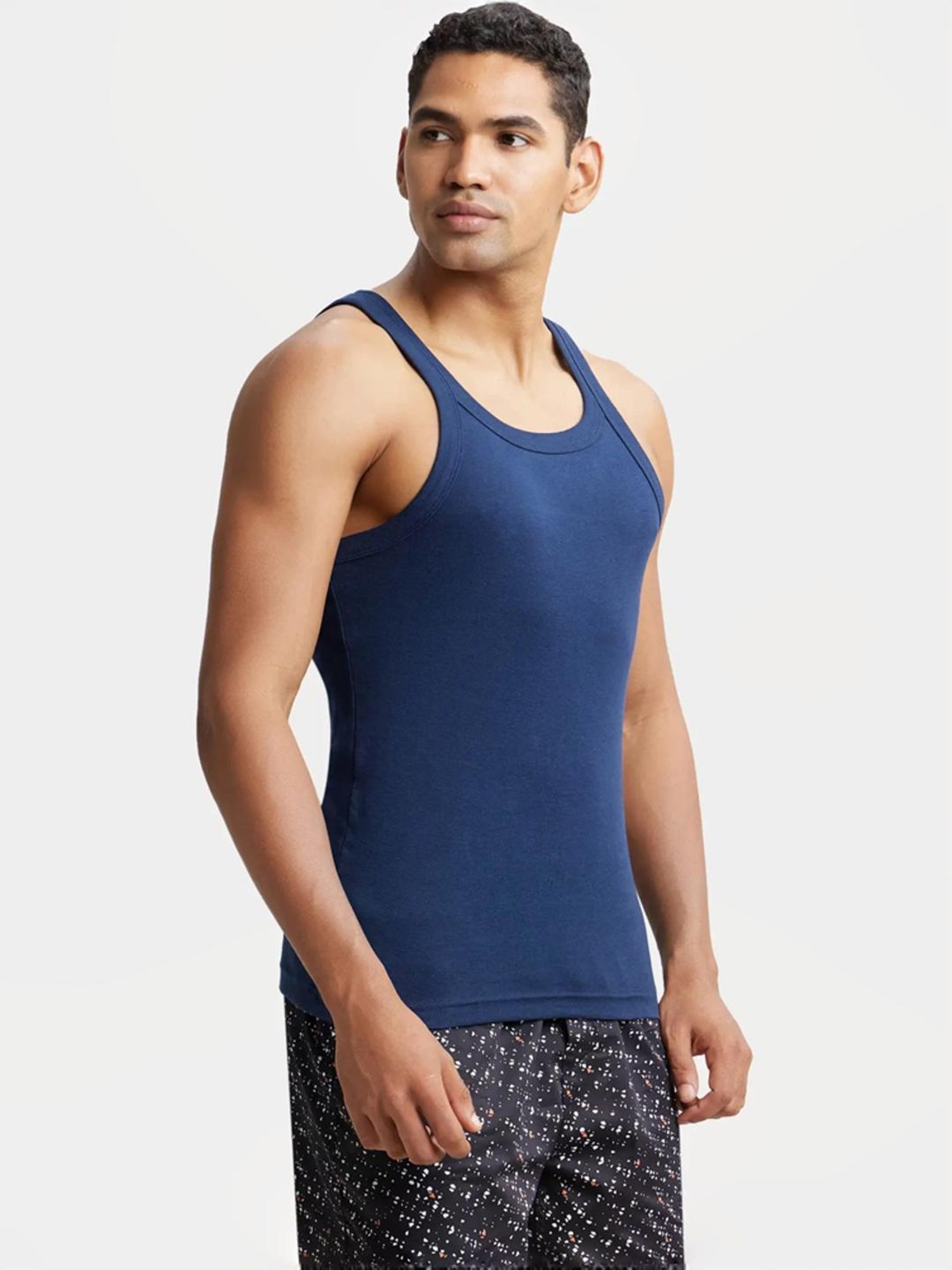 Cantabil Navy Blue Cotton Regular Fit Vest