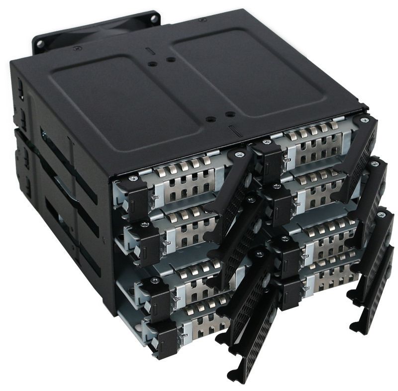 Icy Dock ToughArmor MB508SP-B Drive Enclosure for 5.25" 6Gb/s SAS, Serial ATA/600 - Mini-SAS HD Host Interface Internal - Black - 8 x HDD Supported